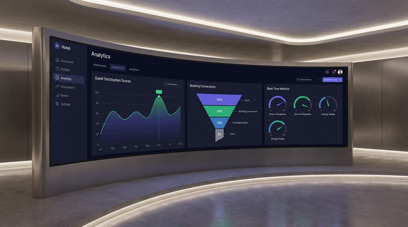 Hotel AI operations dashboard showing real-time metrics