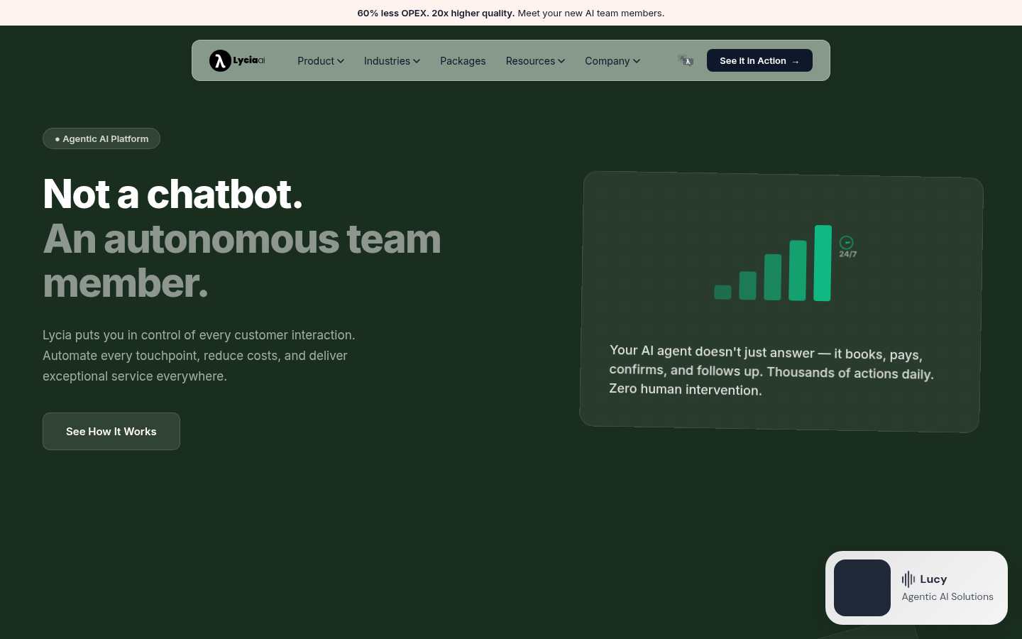 lyciaai.com homepage built by Cleo AI