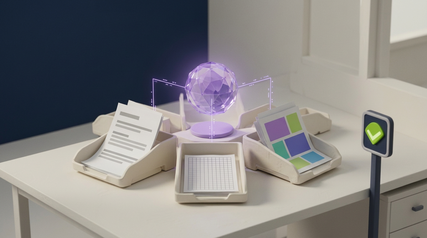An office AI assistant turning a task into a finished report
