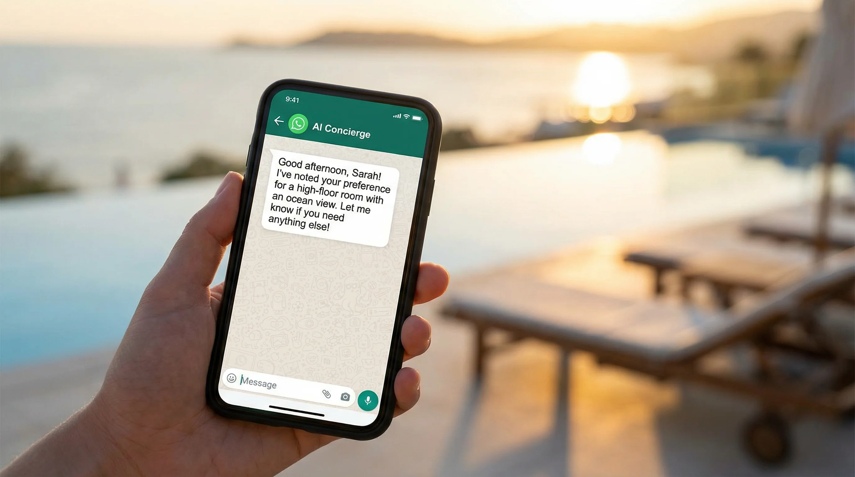 A single AI personal assistant operating across WhatsApp, web chat, QR code, and voice channels for a boutique hotel